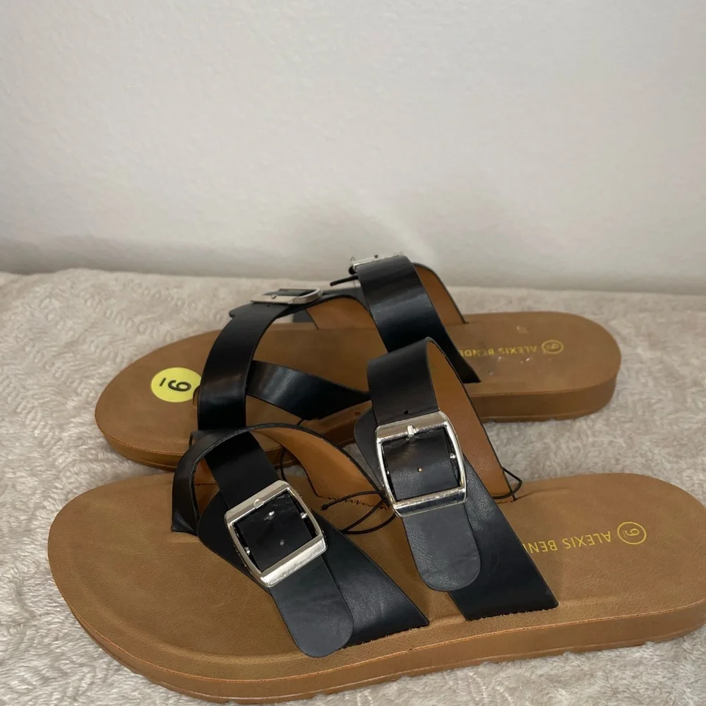 Alex Marie Black and‎ Tan Women's Sandals